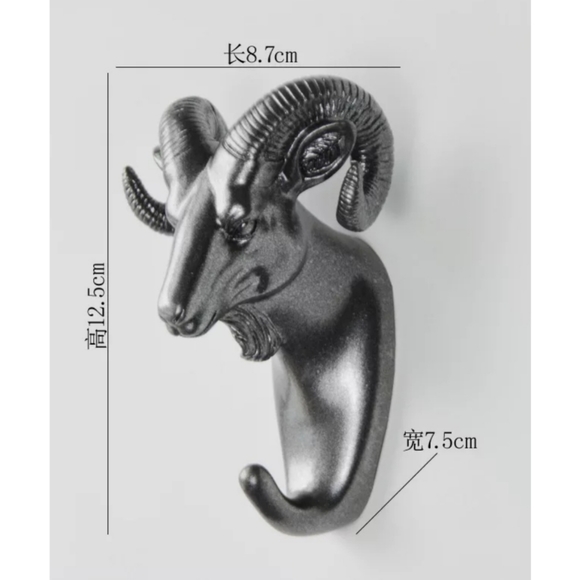 🧡5 ⭐ rated🧡METALLIC BLACK RAM Shaped wall hook - Picture 2 of 8
